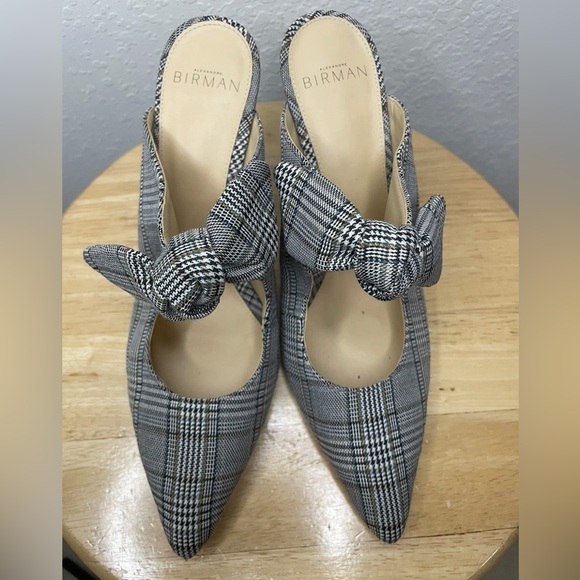 Alexandre Birman Women's Gray Plaid Mules Heels Size 7.5 - Picture 2 of 9